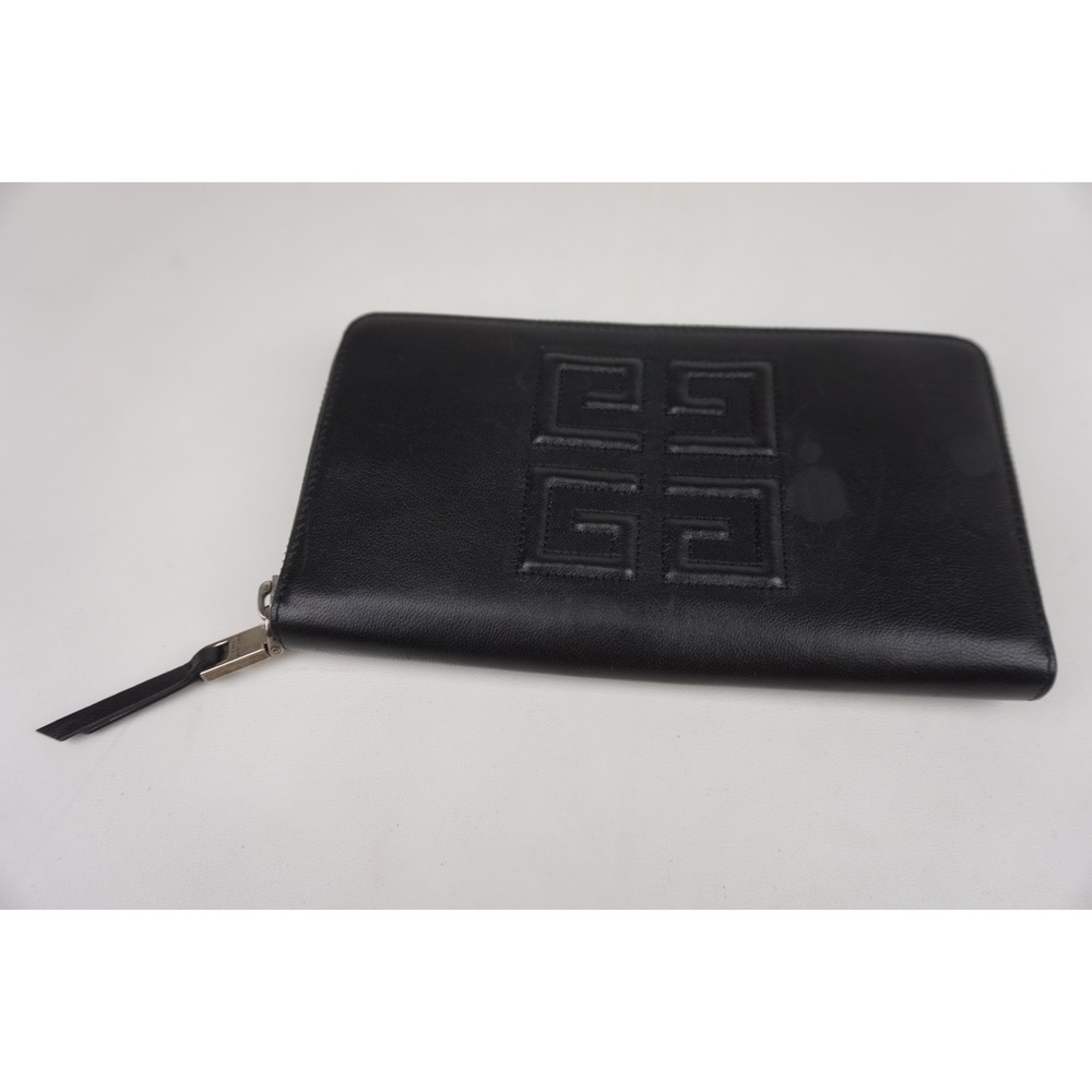 Givenchy Women's 4 G Embossed Logo Black Zip Around Leather Wallet